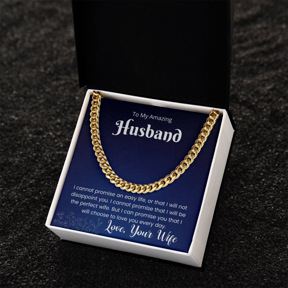 Cuban Link Chain Gift For Husband - I Love You Every Day Necklace