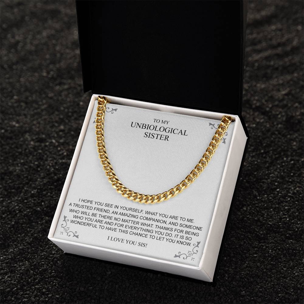 To My Unbiological Sister Necklace 14K Gold Gift For Friend Cuban Link Chain