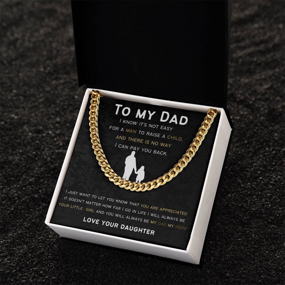 Cuban Link Chain Gift For Dad From Daughter.