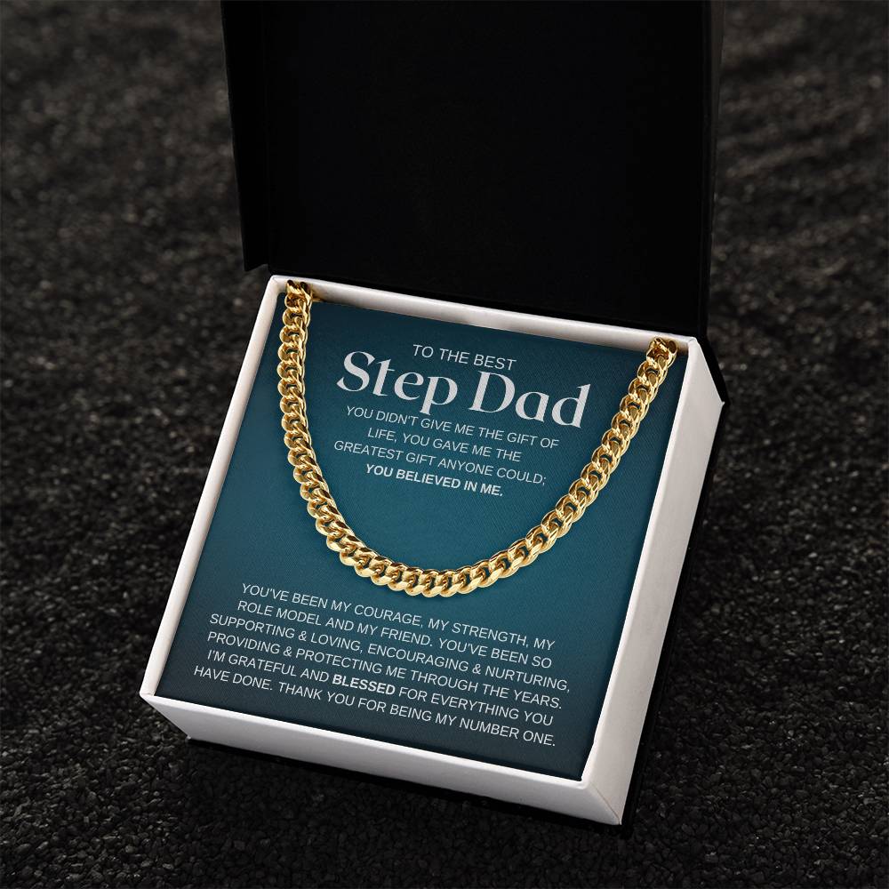 To My Step Dad Cuban Chain Necklace Gift For Step Dad Fathers Day Gift Stepdad Birthday Gift Cuban Link Chain