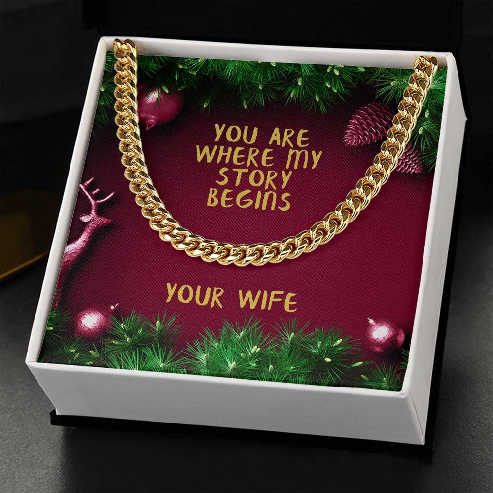 My Husband You Are Where My Story Begins Cuban Link Chain