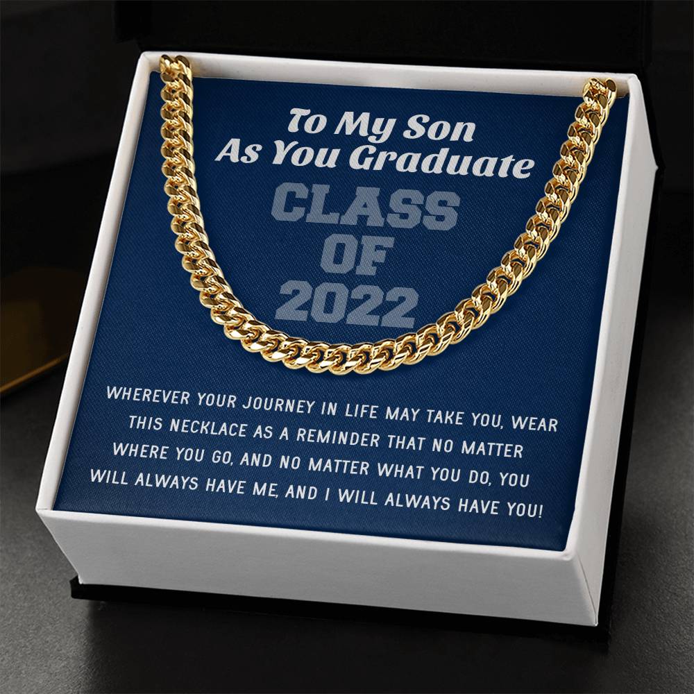 Son Graduation Class Of 2022 High School Graduation College Graduation Gift For Son Mens Gold Cuban Link Chain Necklac