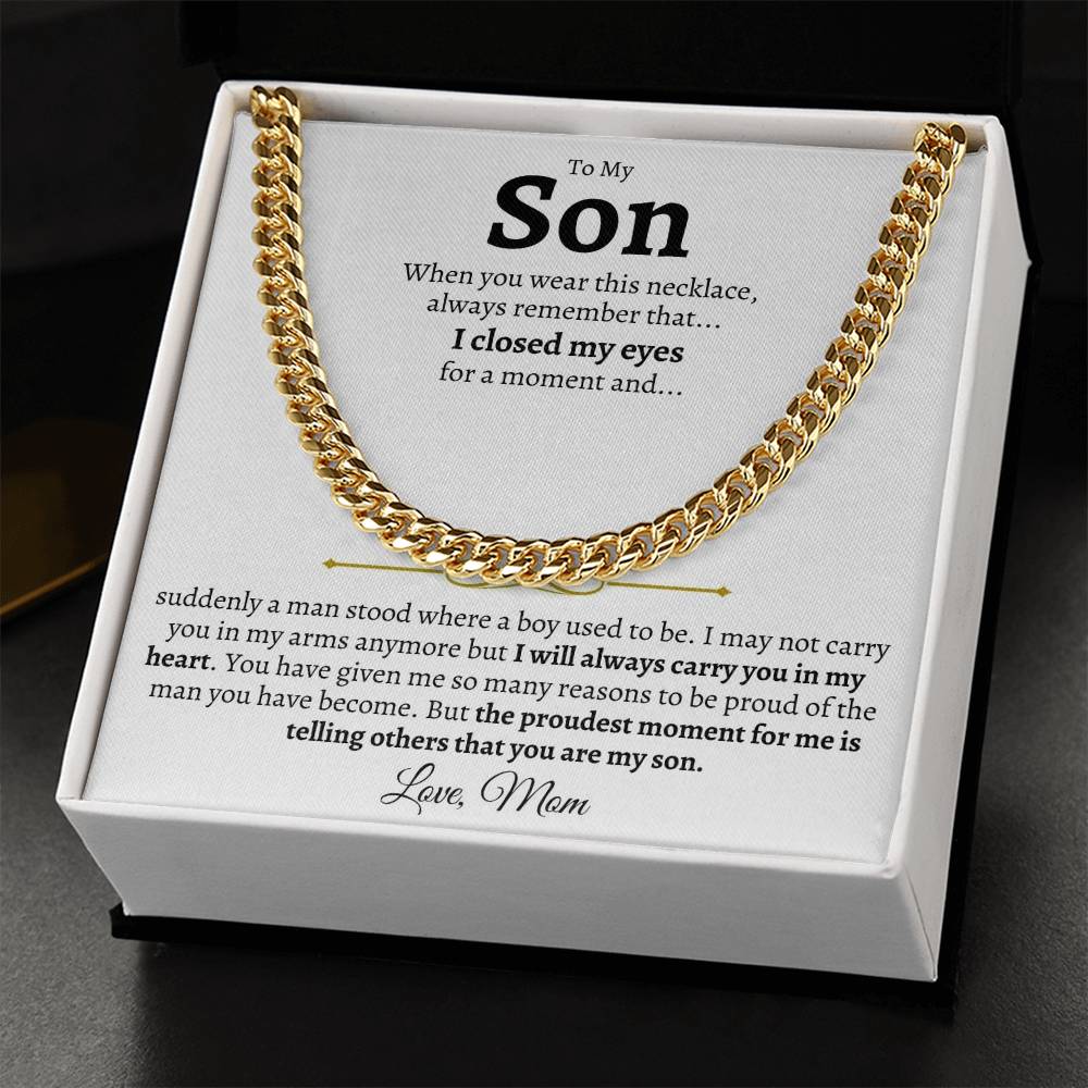 To My Son Chain Necklace Necklace For Son From Mom Gift For Him Birthday Graduation Cuban Link Chain