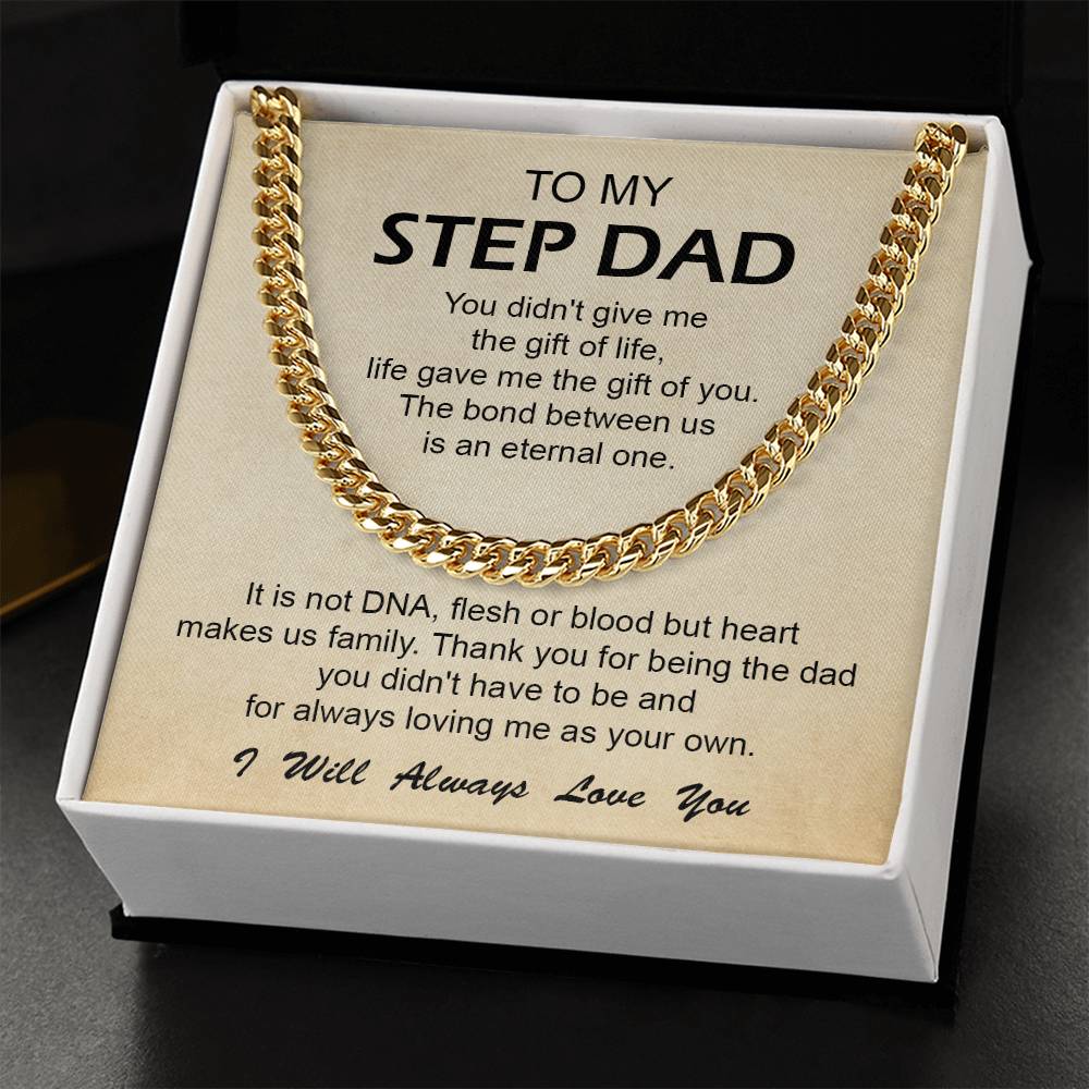 To My Step Dad Cuban Link Chain Necklace Step Dad Gift Fathers Day Gift For Stepdad Step Dad Birthday Gift