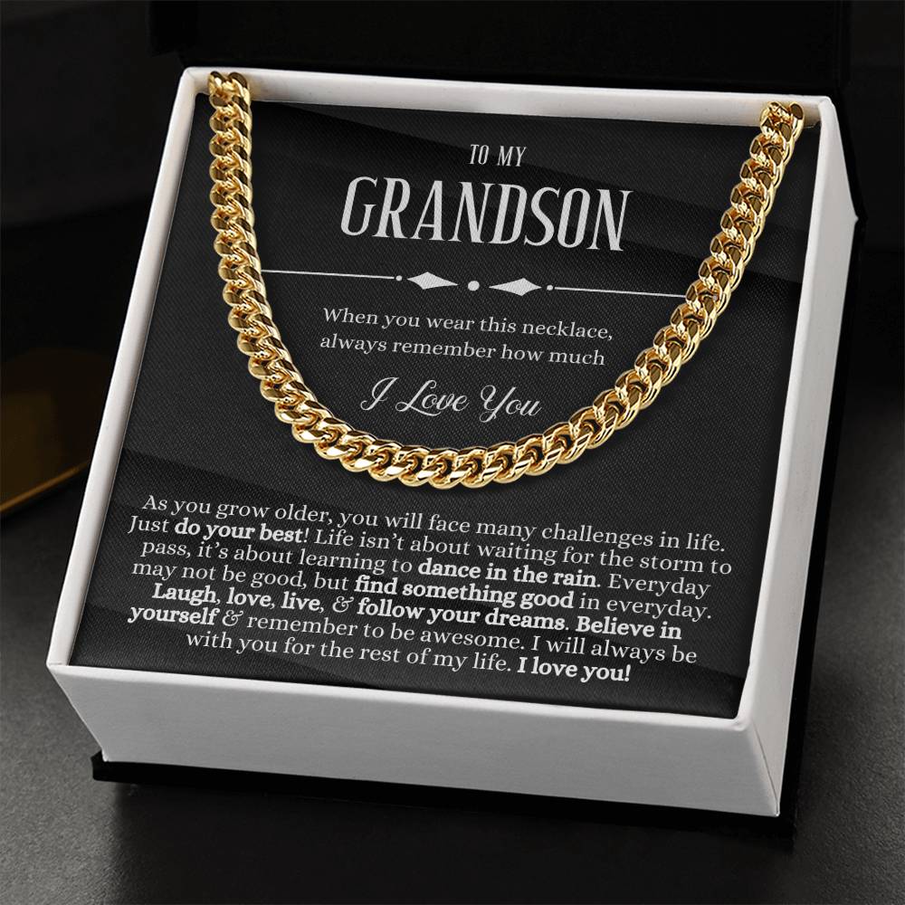 To My Grandson Sentimental Gift For Grandson Grandson Gift From Grandmagrandpa Birthday Graduation Christmas Cuban Link Chain