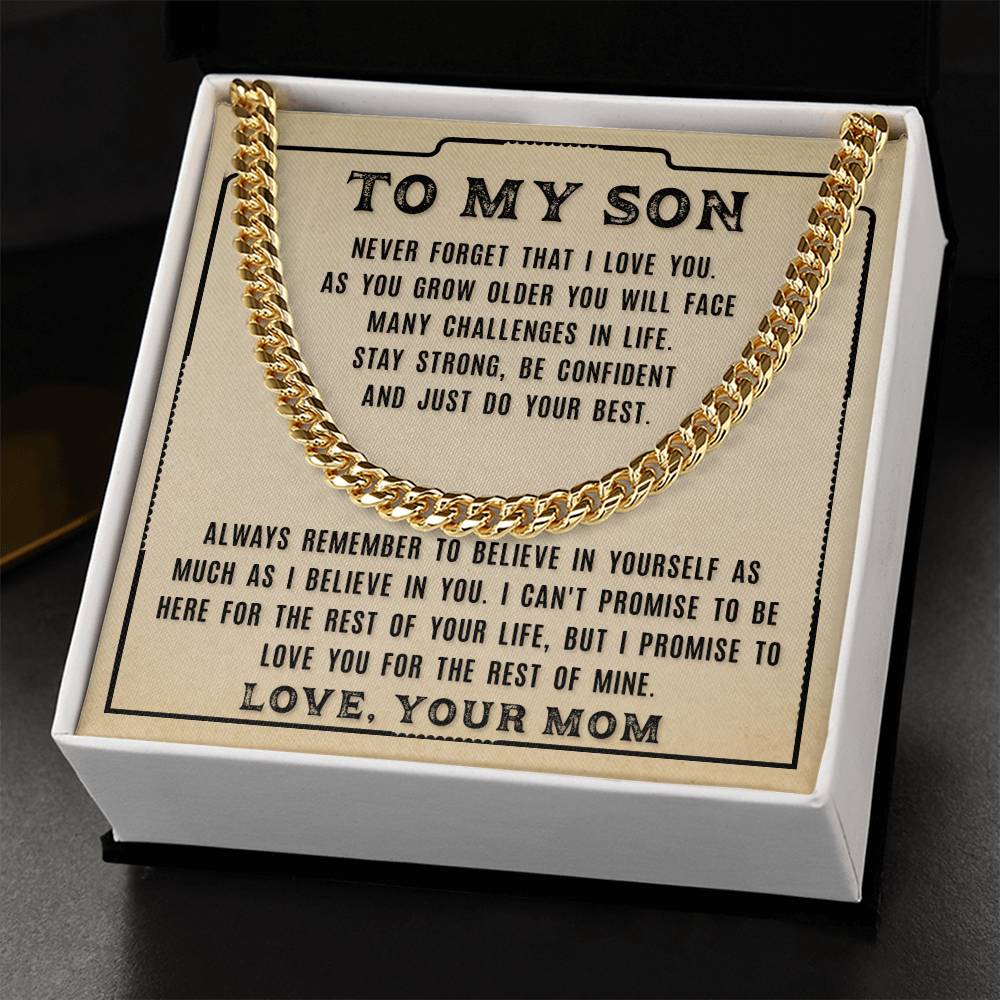 To My Son - Never Forget That -  Cuban Link Chain Necklace