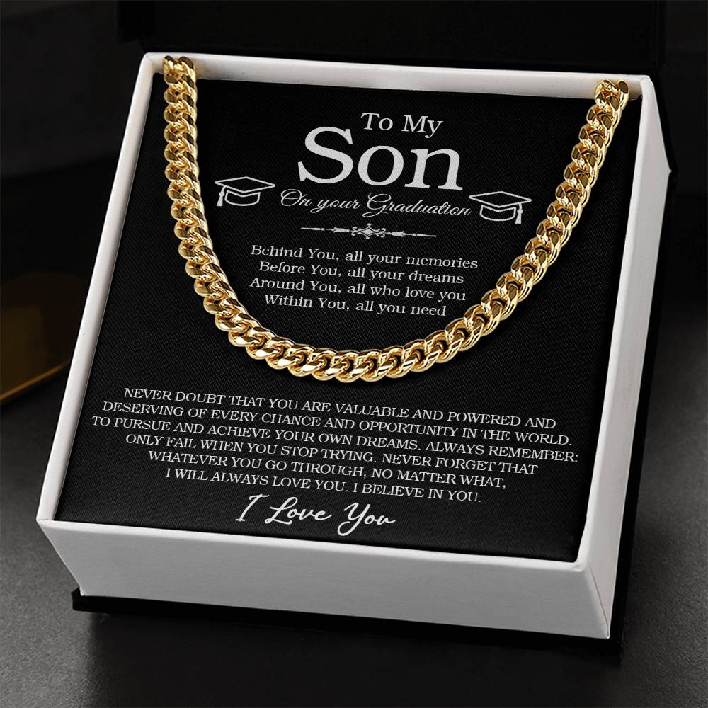 To My Son On You Graduation Chain Necklace Graduation Gifts For Son From Mom Or Dad High School College Graduation Gif Cuban Link Chain