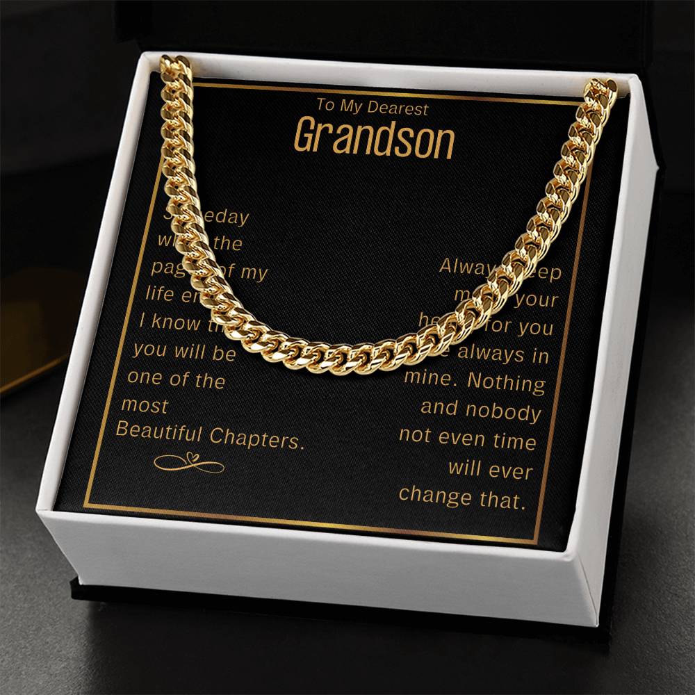 Grandson Cuban Chain Jewelry Necklace For Grandson Keepsake Gifts For Grandsons Personalized Gifts For Grandson Christ Cuban Link Chain