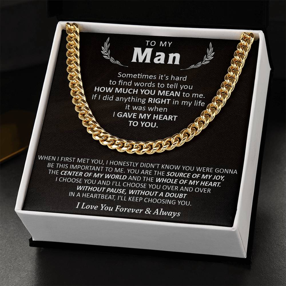 Gift For Your Man - Words - Cuban Cuban Link Chain