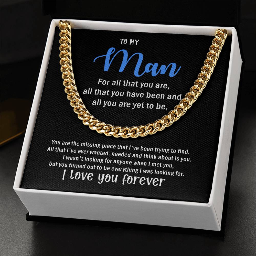 To My Man Cuban Chain Necklace For Him Cuban Link Chain