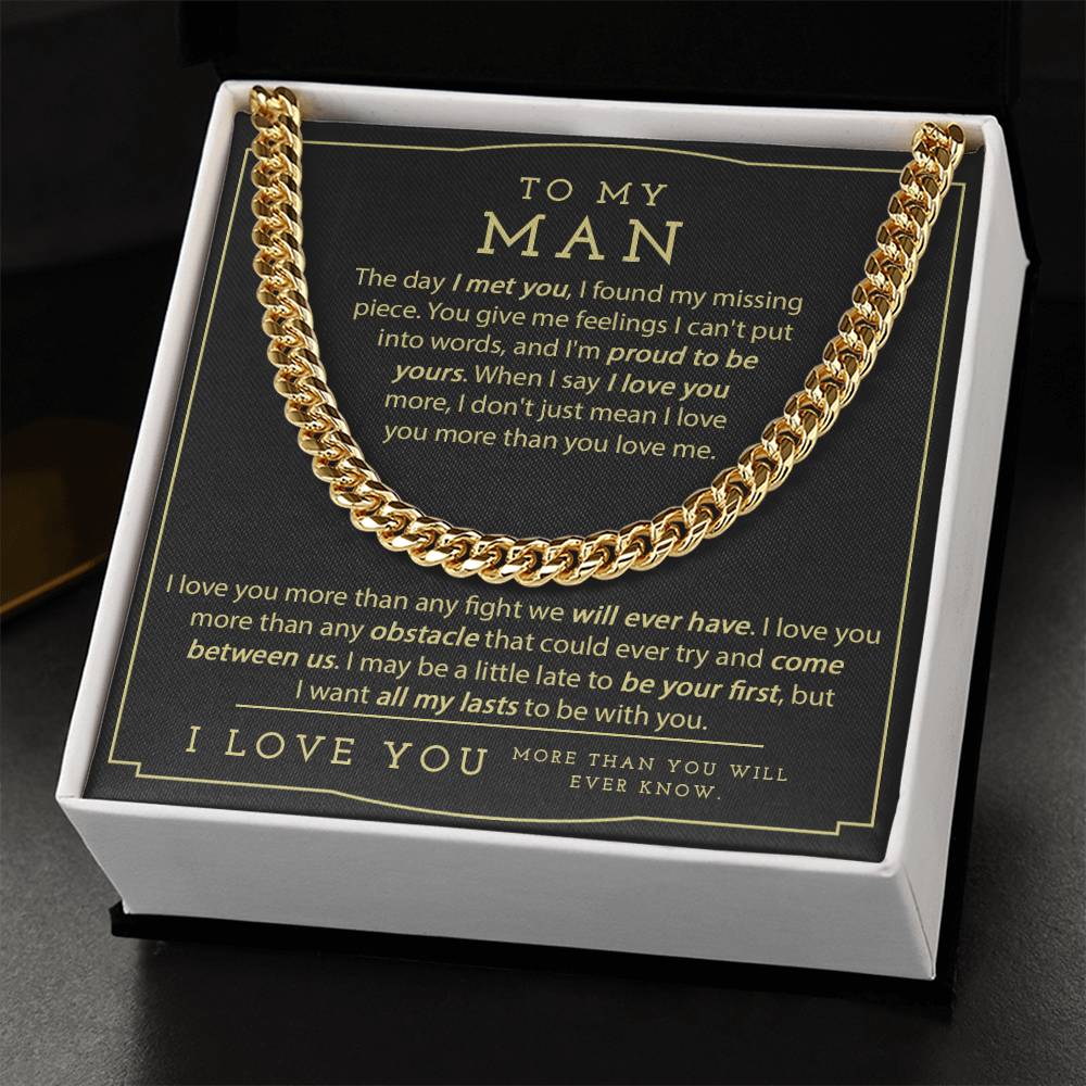 To My Man Necklace Boyfriend Necklace Gift Birthday Gift For Him Chain Necklace For Him Anniversary Husband Gift Cuban Link Chain