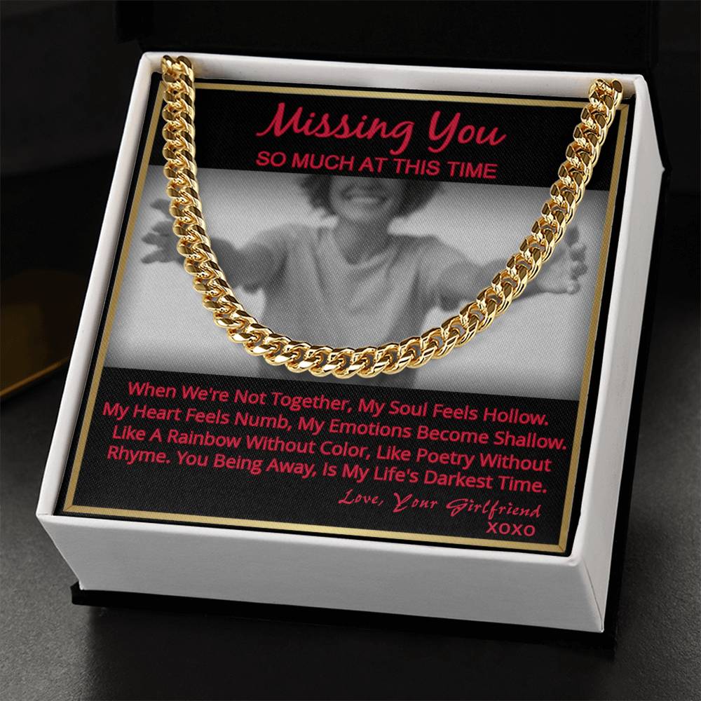 Long Distance Relationship Gift For Boyfriend Missing You Cuban Link Necklace From Girlfriend Cuban Link Chain