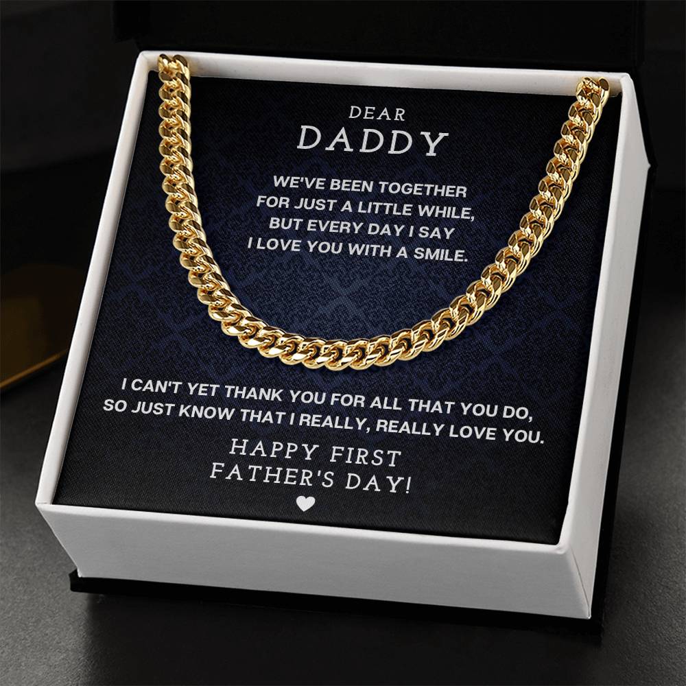 Dear Daddy - First Father's Day Necklace Cuban Link Chain