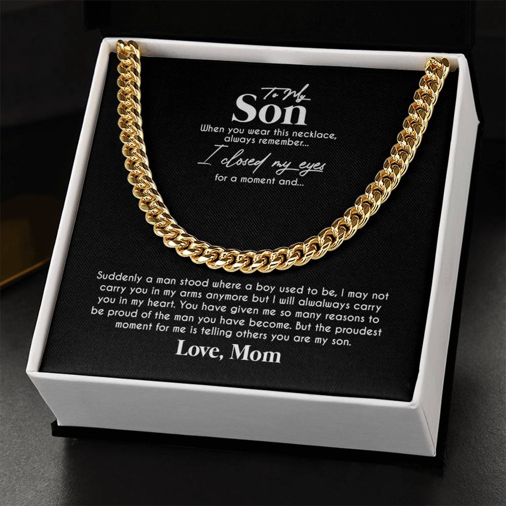 To My Son Cuban Link Chain Necklace