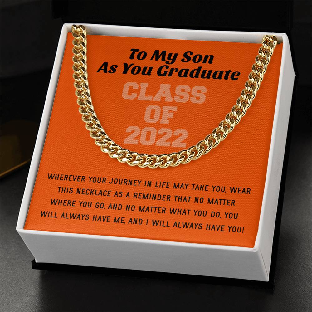 Son Graduation Class Of 2022 High School Graduation College Graduation Gift For Son Mens Gold Cuban Link Chain Necklac
