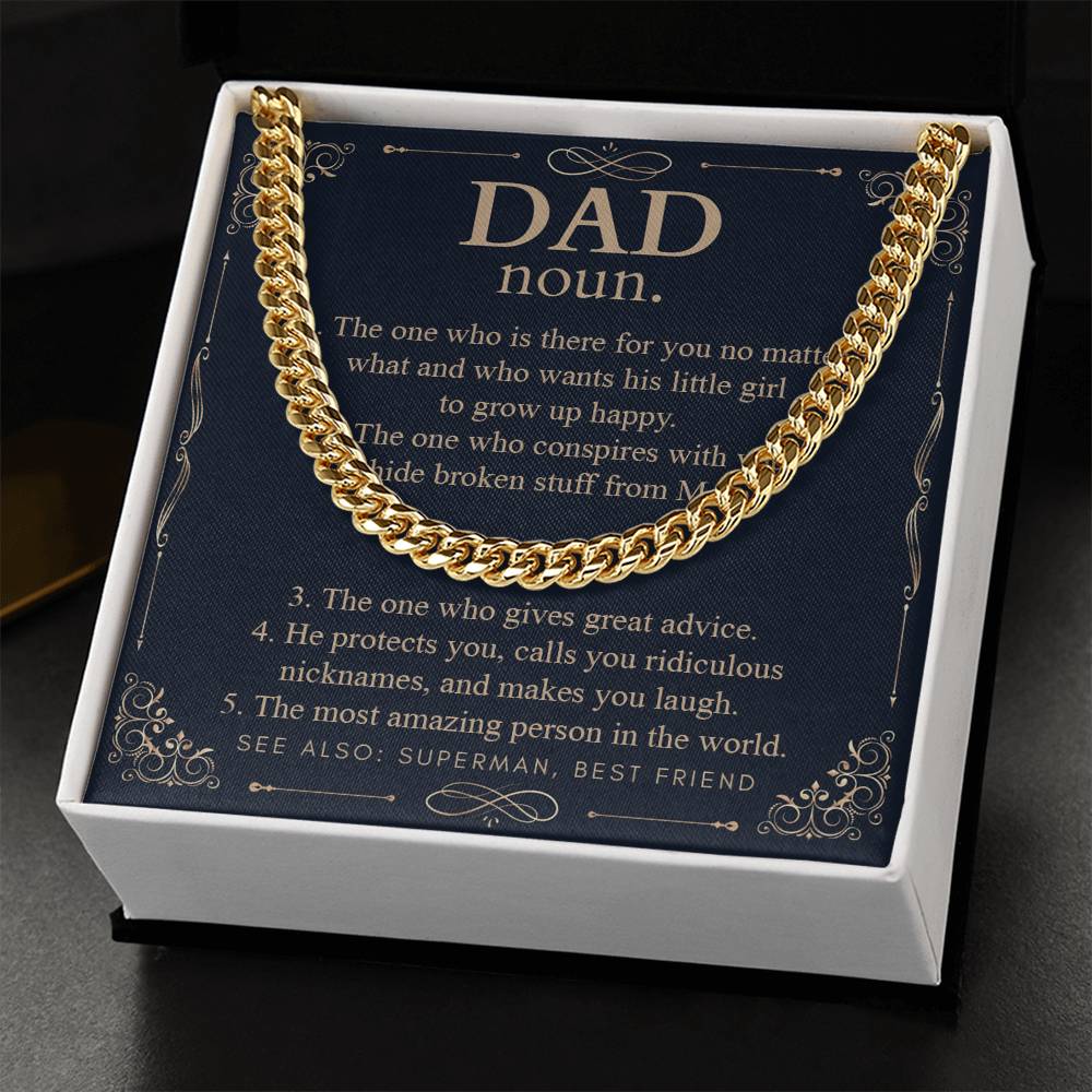 To My Dad Necklace Gift For Dad From Daughter Dad Birthday Anniversary Gift Cuban Link Chain