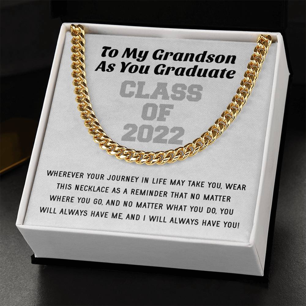 Grandson Graduation Class Of 2022 High School Graduation College Graduation Gift For Grandson Mens Gold Cuban Link Cha Cuban Link Chain