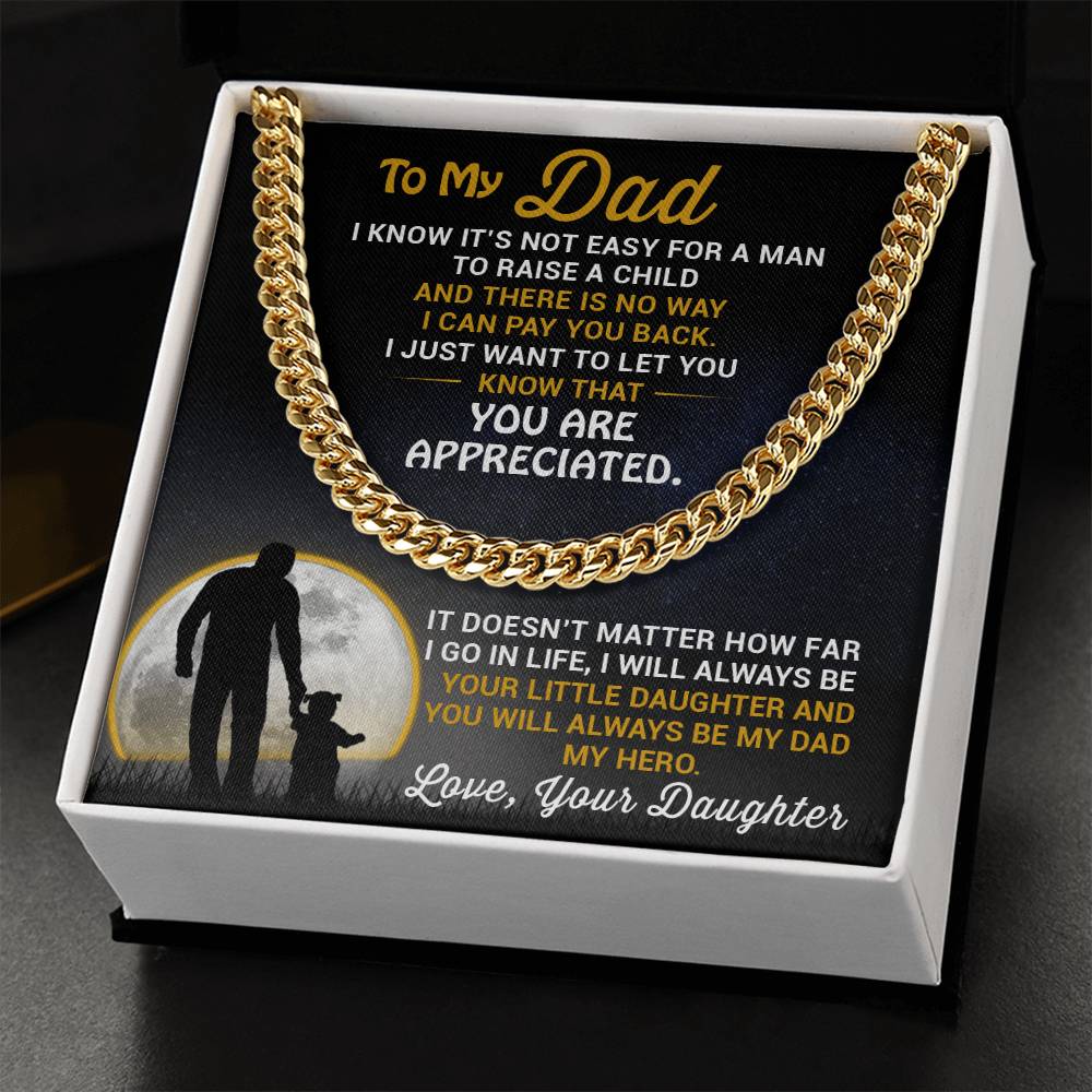 Necklace For Dad From Daughter-Best Father's Day Gift For Dad-Chain Necklace For Dad-Father's Day Jewelry Cuban Link Chain