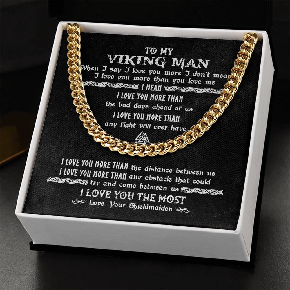 To My Viking Man Necklace Viking Gift For Man To Husband Boyfriend Cuban Link Chain