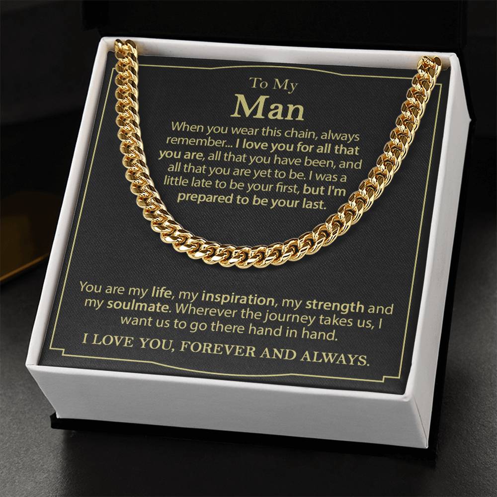 To My Man Necklace Cuban Chain Necklace For Him Romantic Birthday Gifts For Men Cuban Link Chain