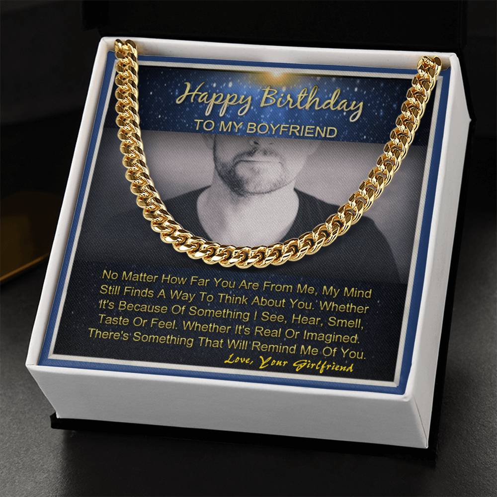 Happy Birthday To My Boyfriend Gifts For Him Cuban Link Necklace Message Card Cuban Link Chain