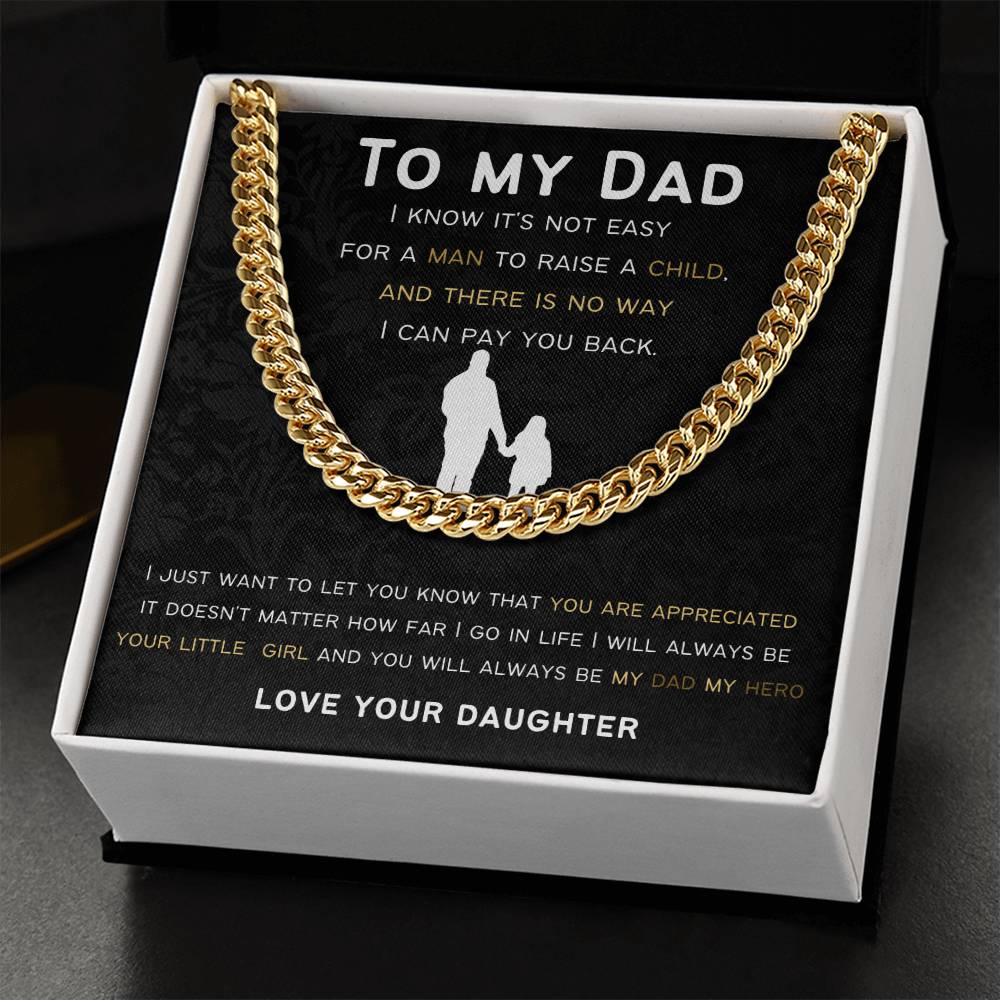 Cuban Link Chain Gift For Dad From Daughter.