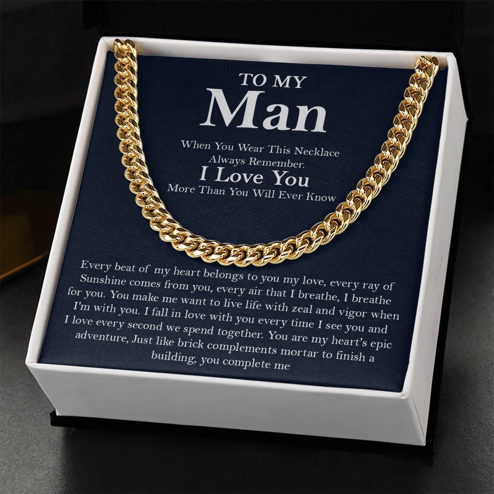 To My Man Cuban Chain Necklace Romantic Birthday Gifts For Husbandboyfriend Gift For Him Christmas Gift Cuban Link Chain