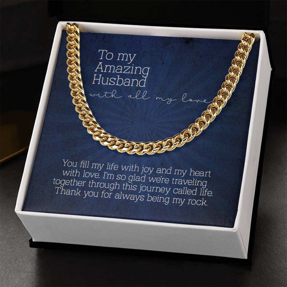To My Amazing Husband Cuban Link Chain Necklace Gift For Husband From Wife