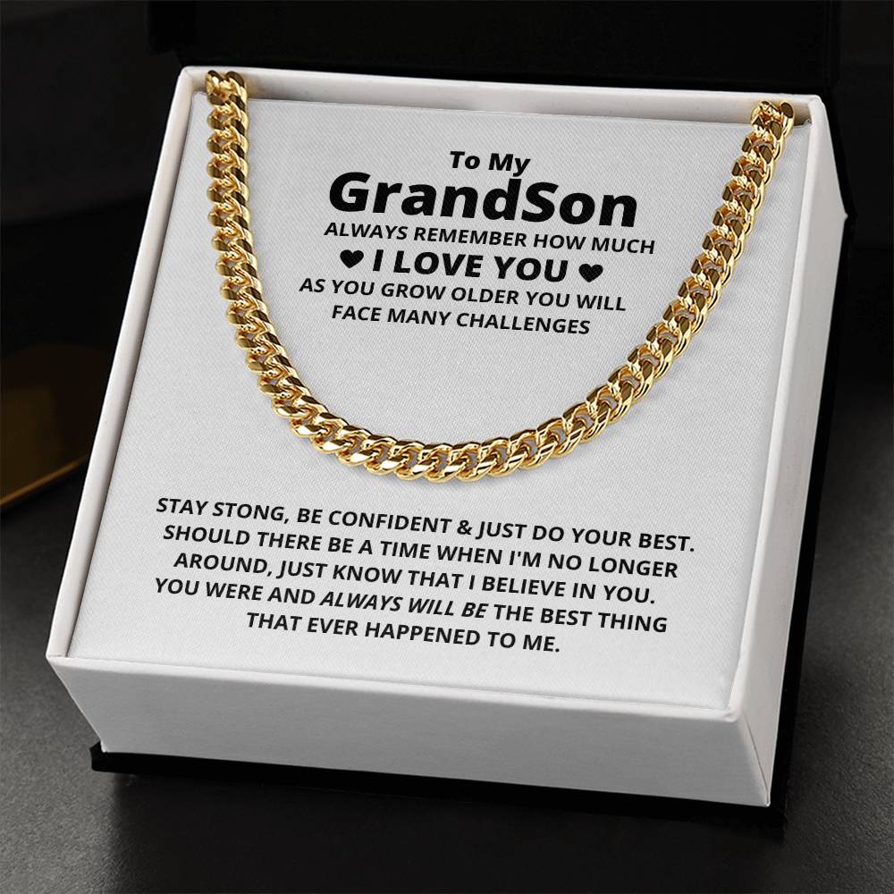 To My Grandson Necklace Christmas Gifts For Grandson Cuban Link Chain Grandson Christmas Grandson Gifts From Grandma A