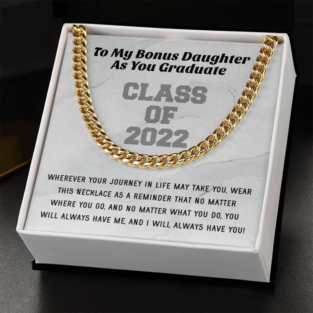 Bonus Daughter Graduation Class Of 2022 High School Graduation College Graduation Gift For Step Daughter Womens Gold C Cuban Link Chain