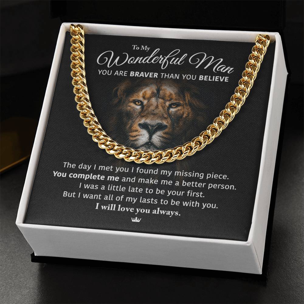 My Wonderful Man -Perfect Gift Idea Cuban Link Chain