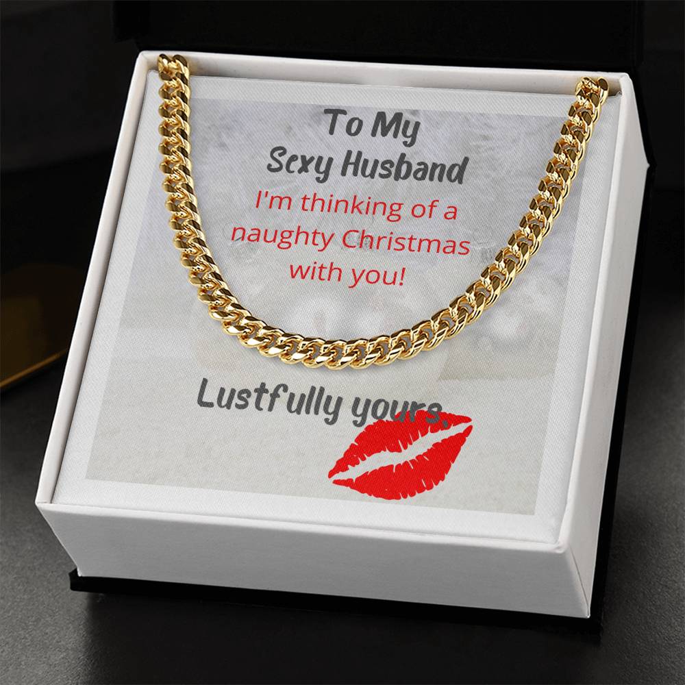 Thinking Of A Naughty Christmas Sexy Cuban Link Chain Necklace For Husband