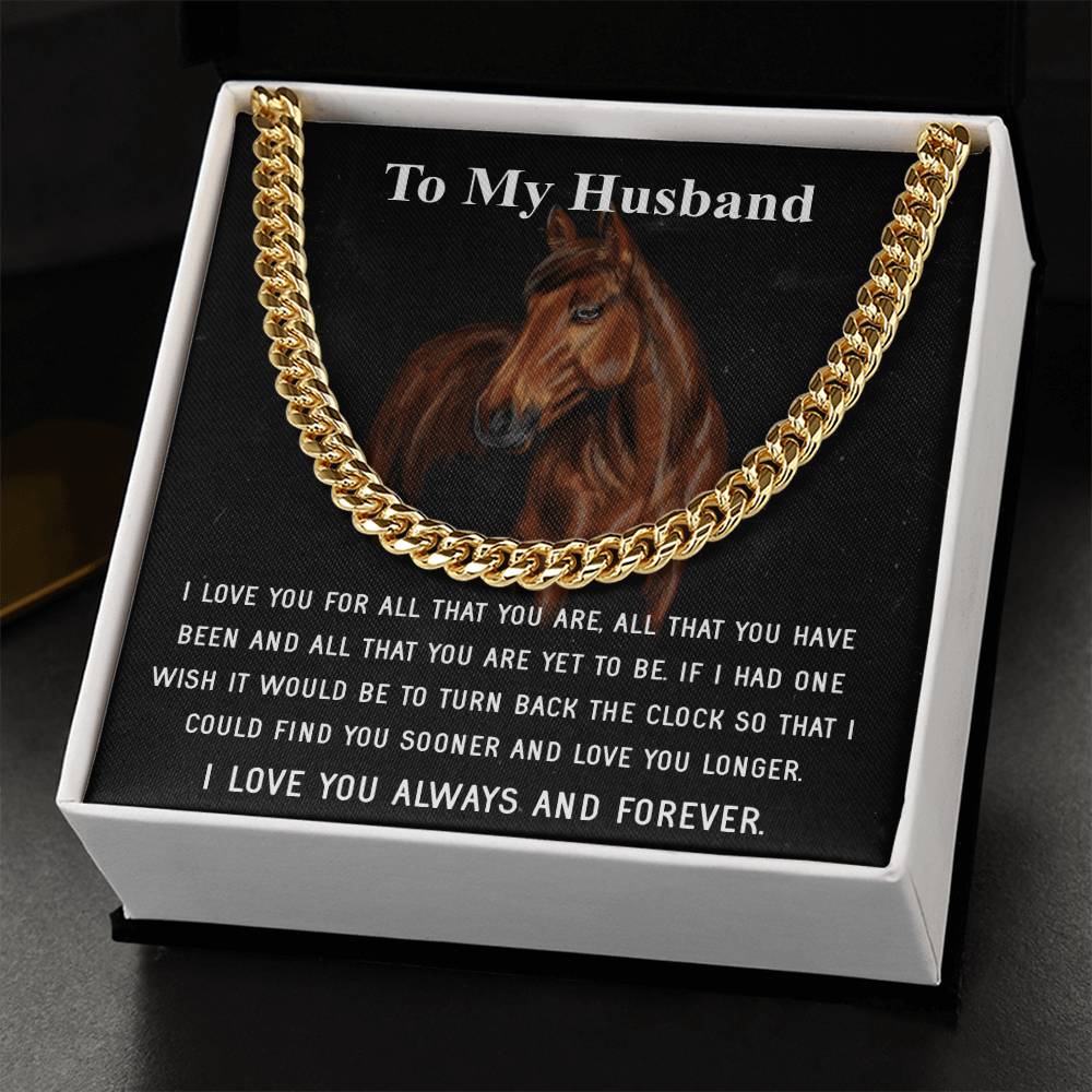 Husband Fathers Day Gift Silver Cuban Link Chain For Men Husband Birthday Gift Anniversary Gift For Horse Lover Cowboy