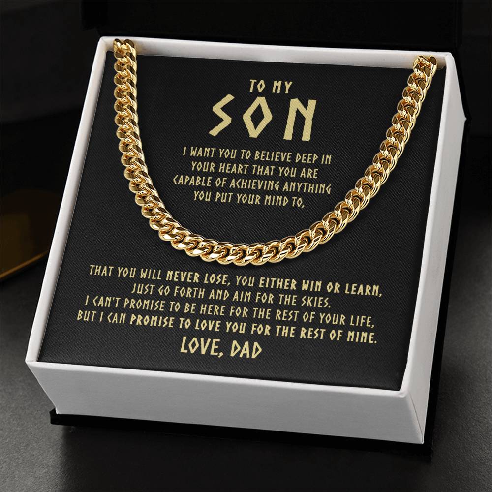 To My Son  Cuban Link Chain Necklace - Viking Style