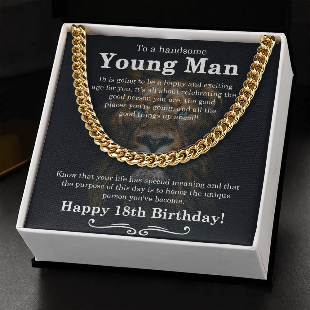 18Th Birthday Gift For Boys Gift For Eighteen Year Old Son Birthday 18Th Grandson Cuban Link Chain