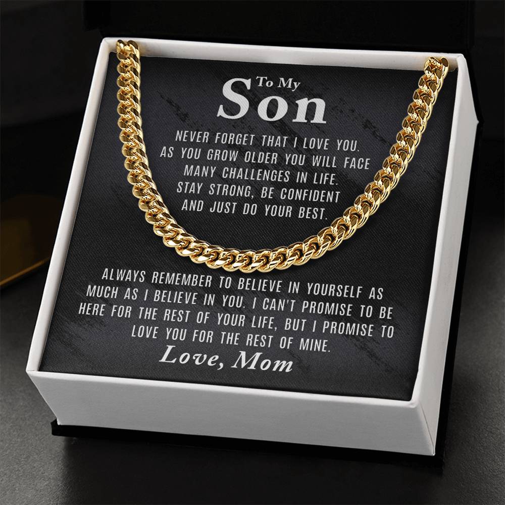 To My Son - Never Forget That - Cuban Link Chain Necklace