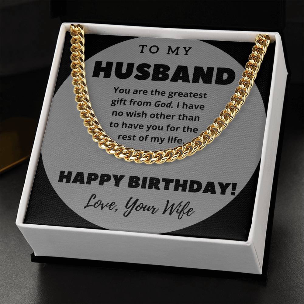 To My Husband Happy Birthday Cuban Link Chain