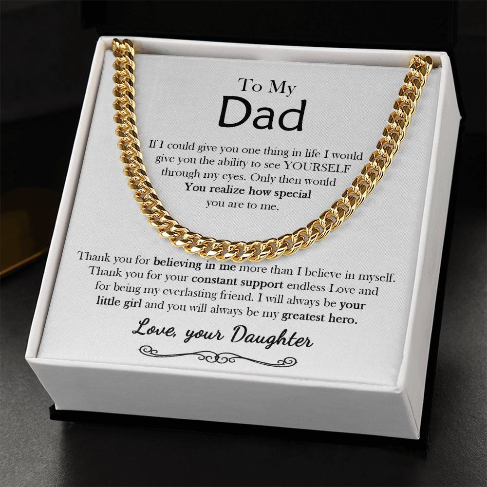 To My Dad Chain Necklace Personalized Gift For Dad From Daughter Birthday Gift For Dad Father's Day Gift Cuban Link Chain