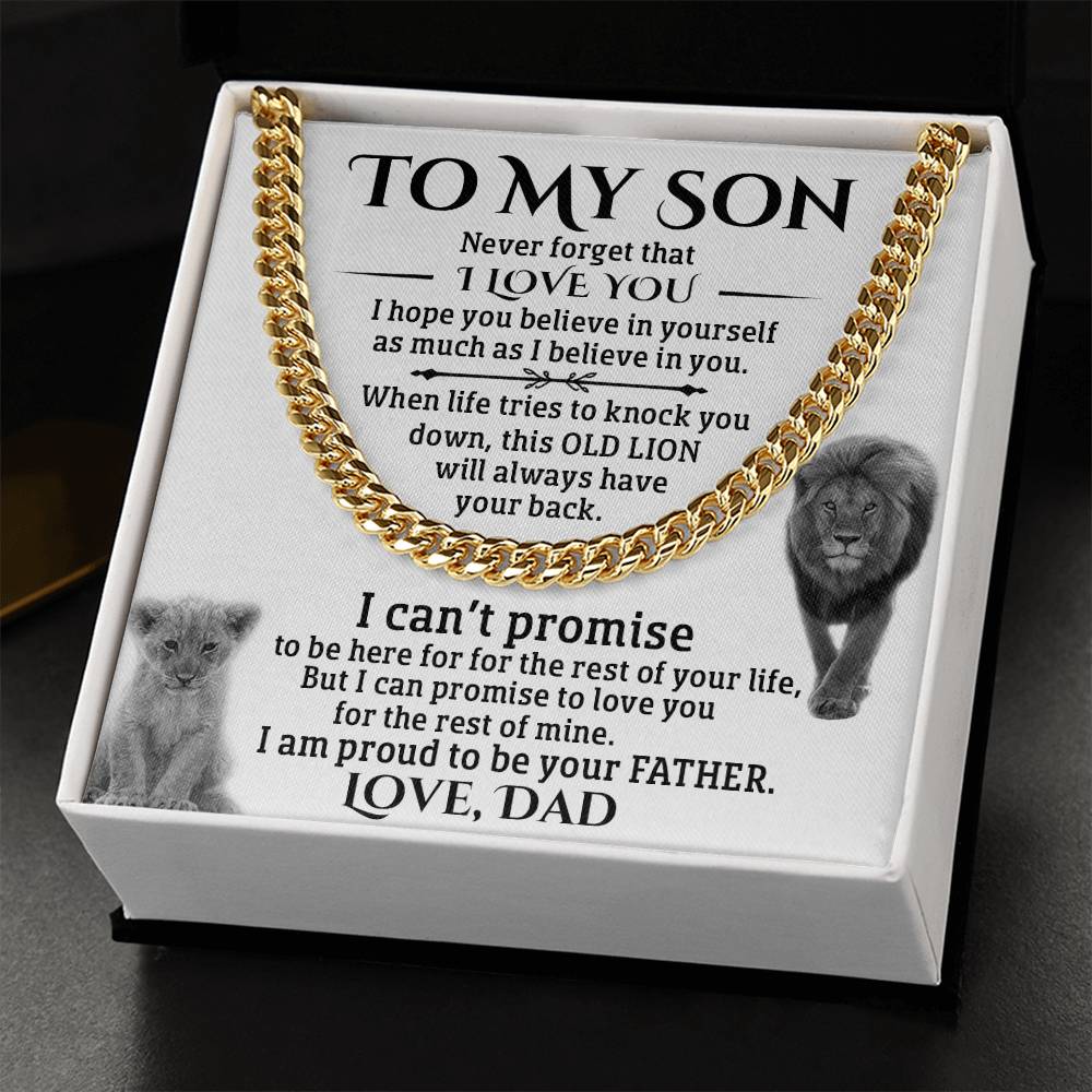 To My Son Gift From Dad Father To Son Chain Necklace Sentimental Gift For Son Cuban Link Chain