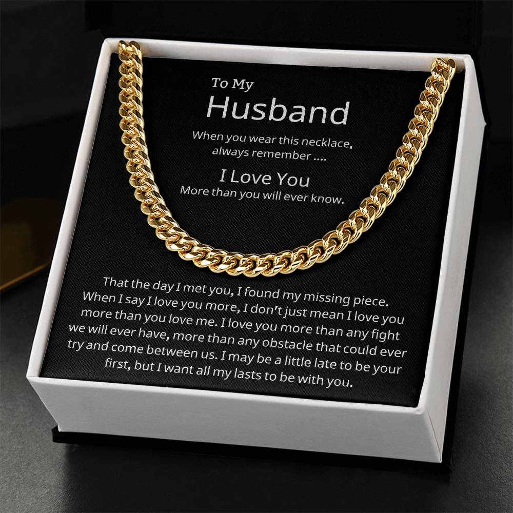 To My Husband Cuban Link Chain Necklace