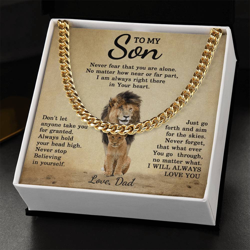 To My Son Cuban Chain Necklace Dad To Son Necklace Sentimental Gift For Son Cuban Link Chain