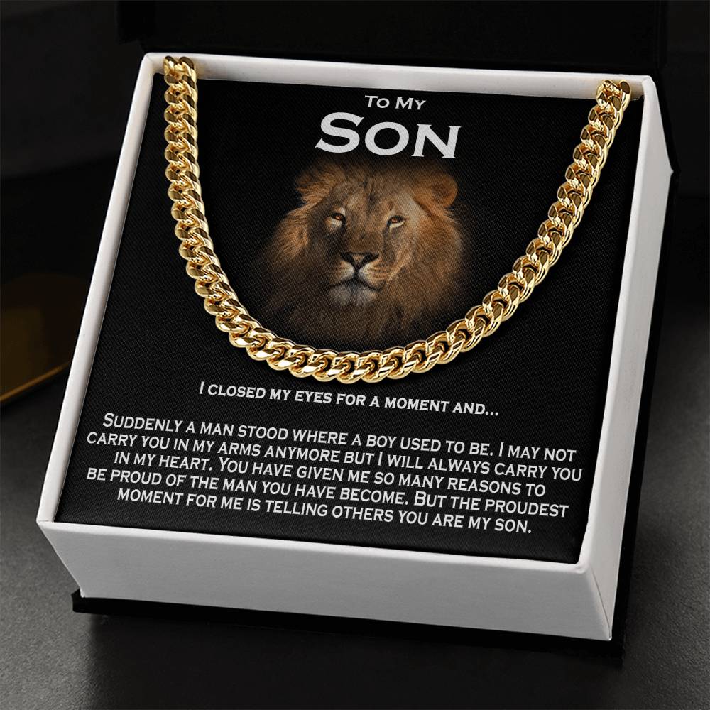 To My Son  Solid Cuban Chain Necklace Cuban Link Chain