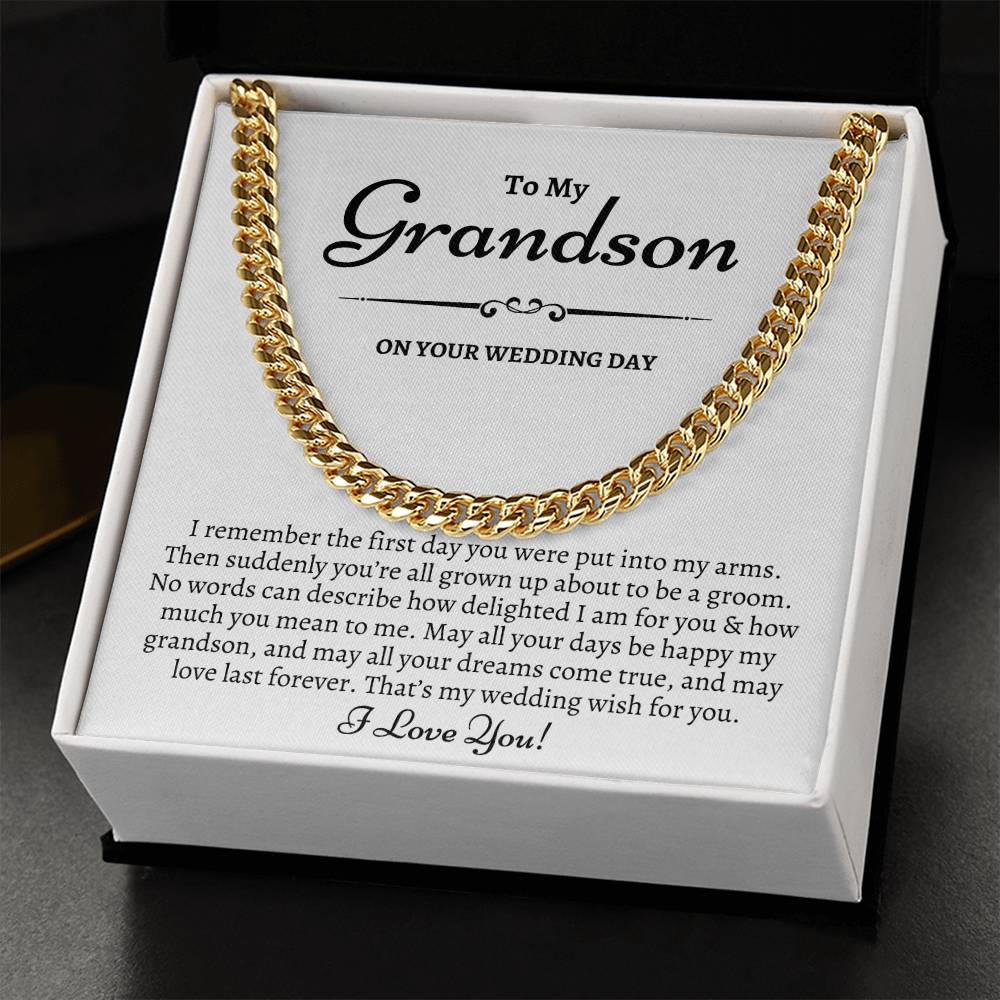 Grandson Wedding Day Gift Gift For Groom From Grandma To My Grandson On His Wedding Day Cuban Link Chain Heartfelt Gif