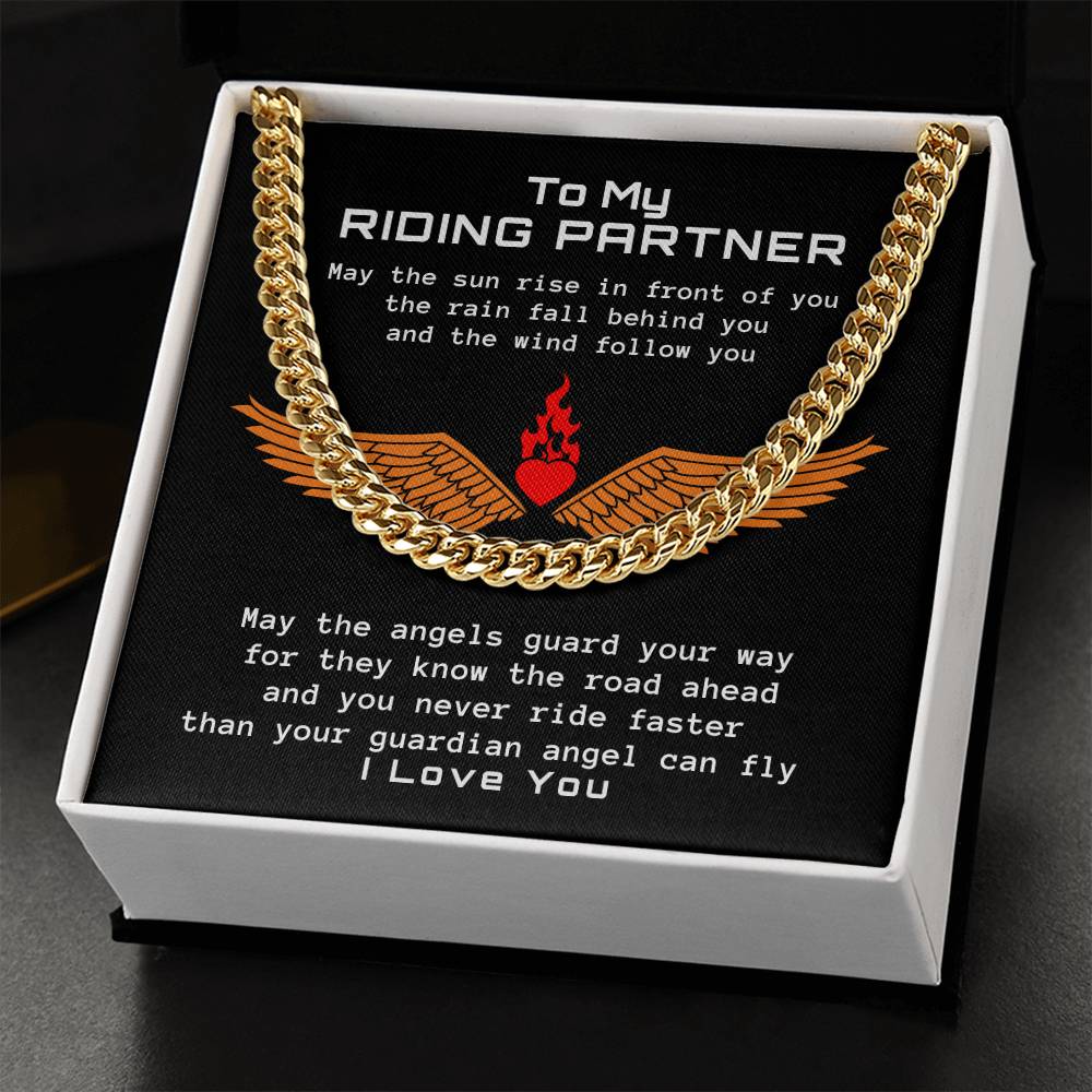 To My Harley Davidson Riding Partner Cuban Link Chain Necklace Gift For Husband Gift For Boyfriend Motorcycle Life Val