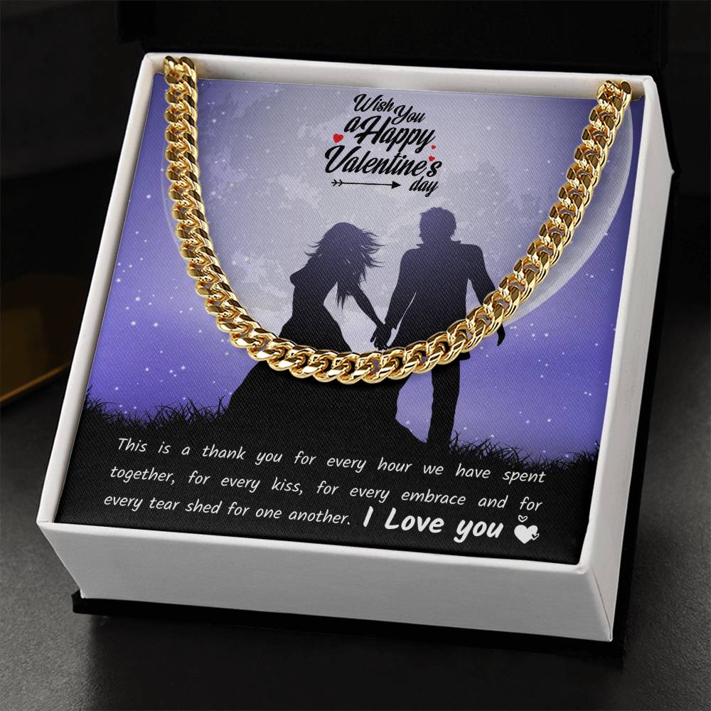 Valentines Day Necklace Gift For Boyfriend Husband Perfect Love Gift For Him Cuban Link Chain