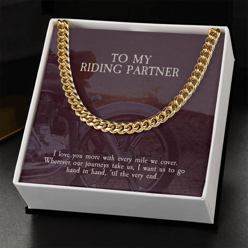 To My Riding Partner - Cuban Link Chain Necklace For Biker Husbandboyfriend From Wifegirlfriend Sterling Silver Neckla