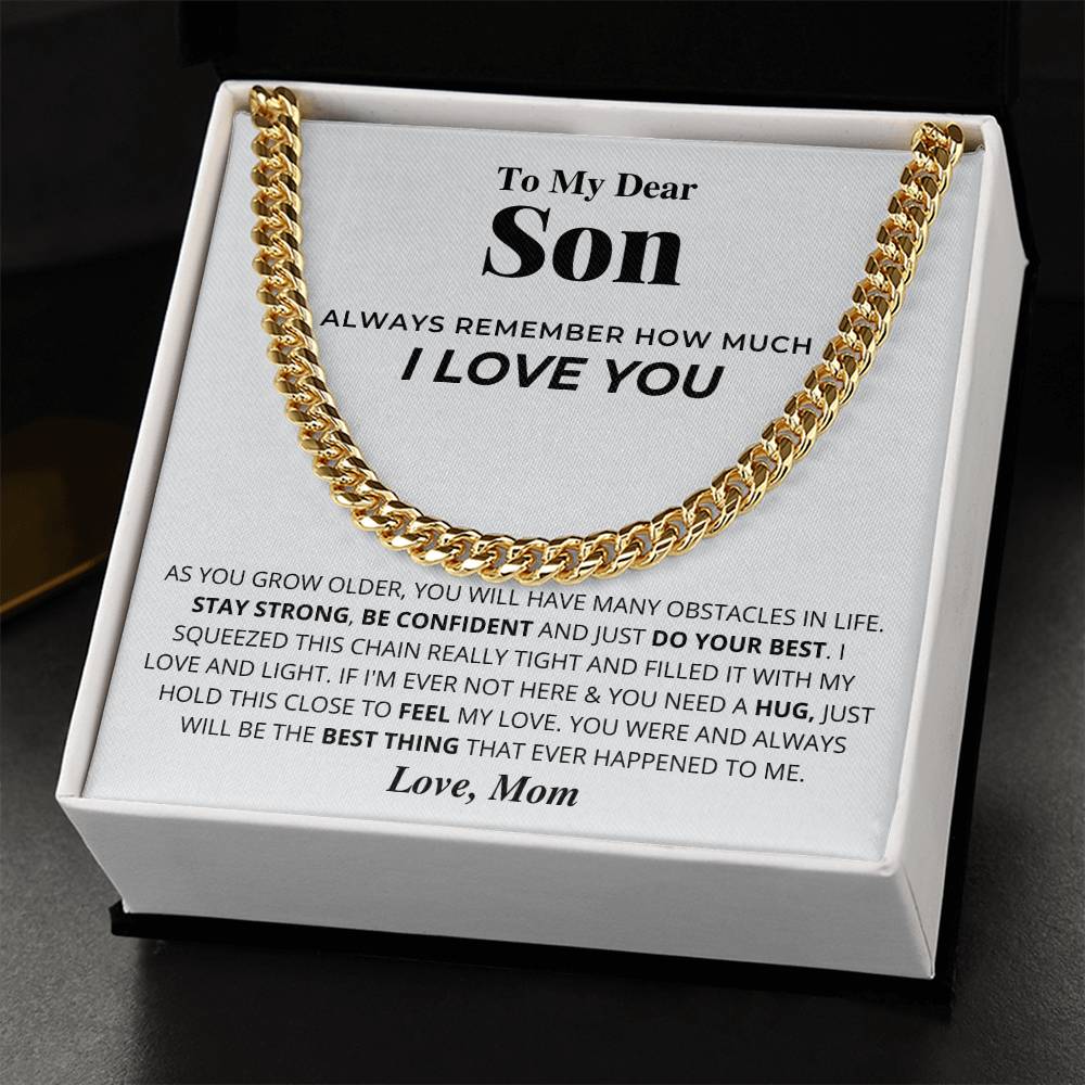 Gift To Son From Mom To My Dear Son Necklace Son Birthday Graduation Gift To Grown Up Son Cuban Link Chain