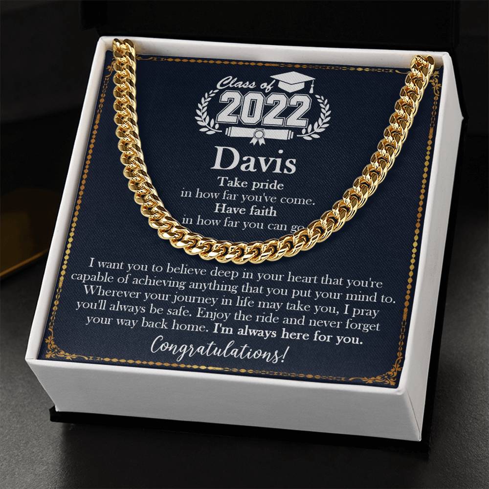 Personalized Graduation Gift For Him Graduation Gifts For Son Grandson Nephew Graduation Gift High School Boy Graduati Cuban Link Chain