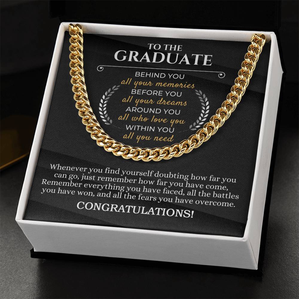 Graduation Gift For Him Congratulation Graduate Necklace For Men Son Graduation Gift Cuban Link Chain