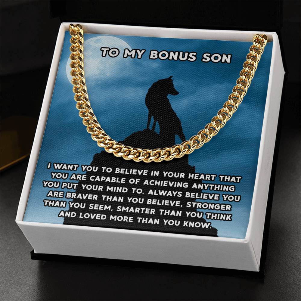 To My Bonus Son Necklace Gift For Step Son Bonus Son Graduation Graduate Gift Fathers Day Father Son Gift Gift From St Cuban Link Chain